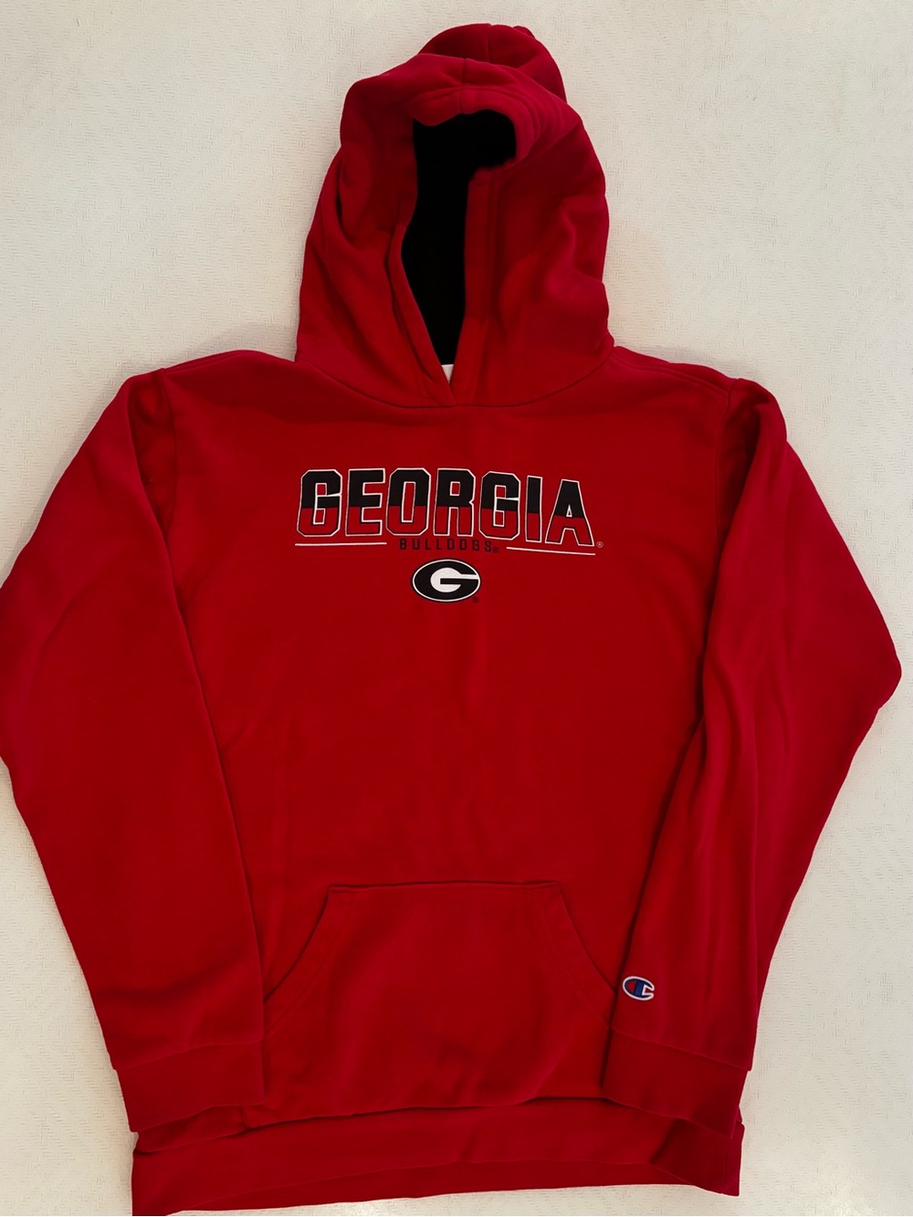 Champion Youth Red Georgia Bulldogs Hooded Sweatshirt with Black and White Logo